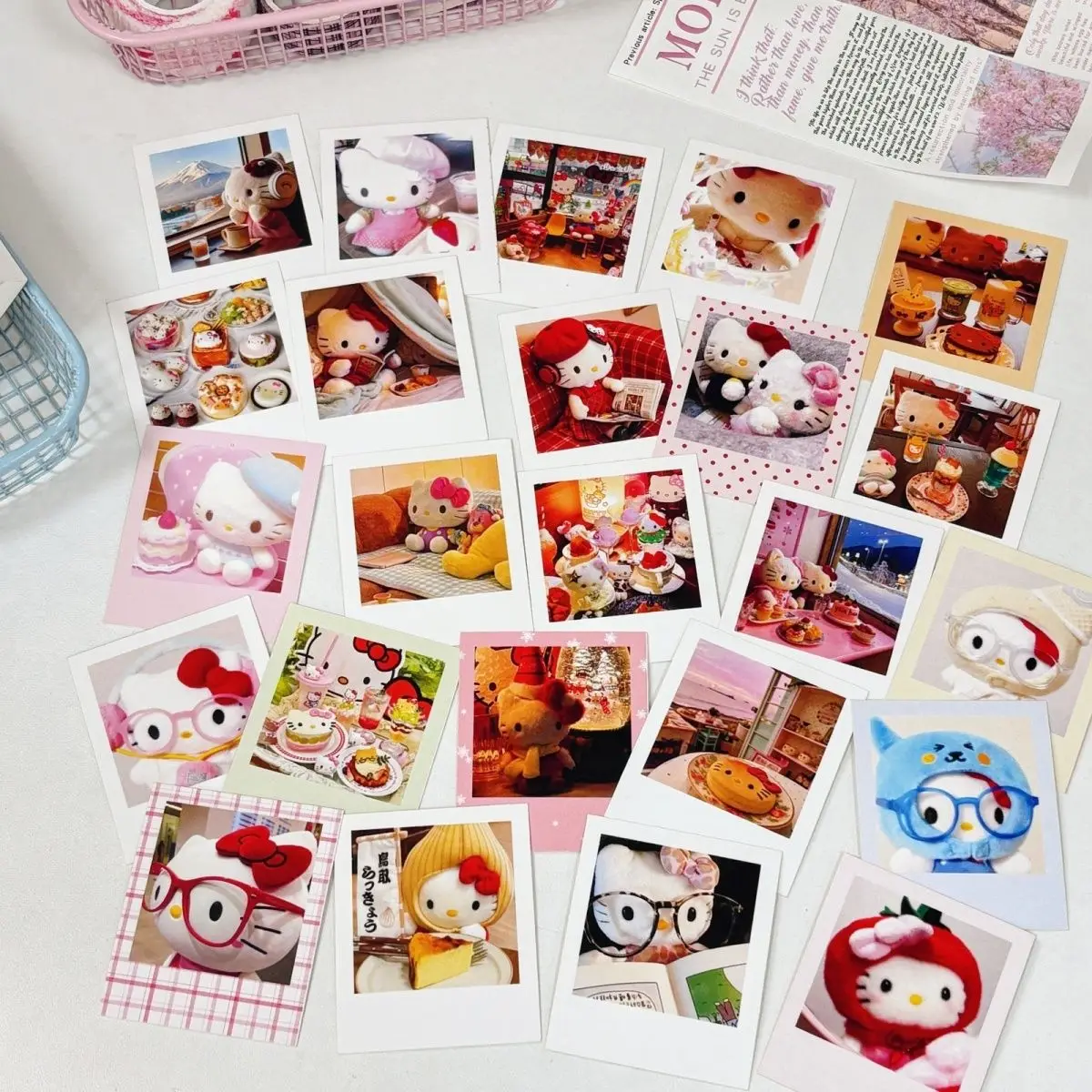 INS High Beauty KT Cat Sanrio Series Polaroid بطاقة صغيرة لتزيين حساب DIY ديكور مطبوع ذاتيًا