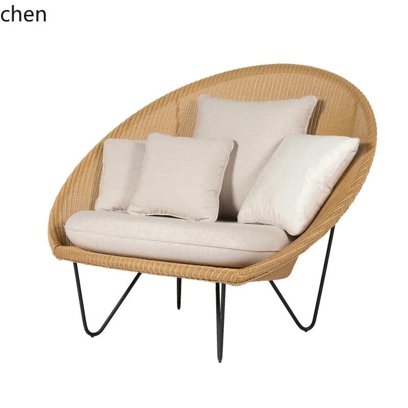 

YFY Outdoor Rattan Sofa Leisure Furniture Indoor Single Rattan Chair Coffee Table Outdoor Homestay Sofa Chair