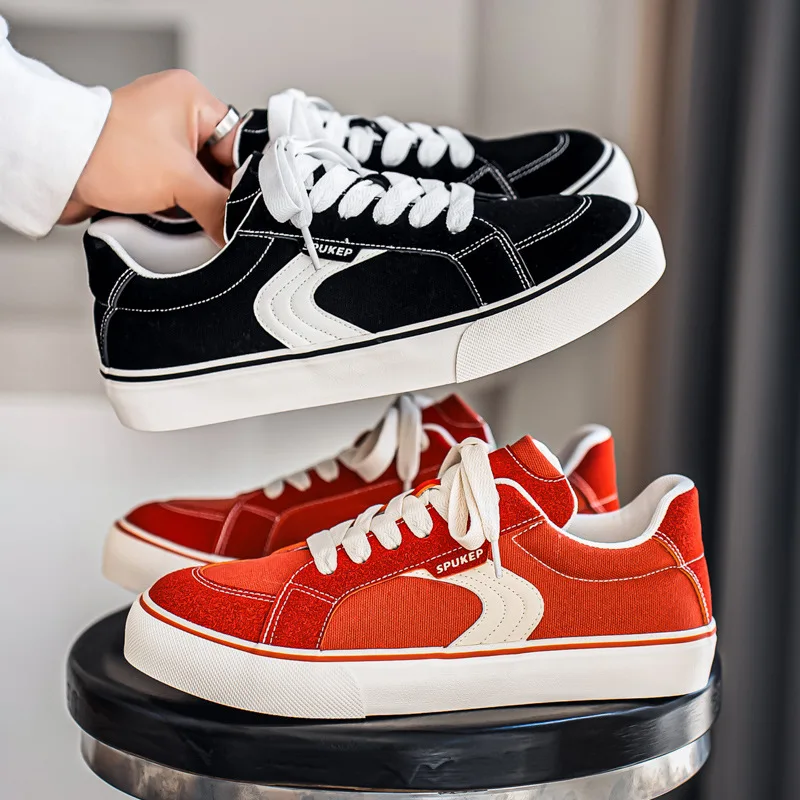 

2026 New Shoes for Men Canvas Casual Vulcanize Shoes Trend Flat Skateboard Shoes Youth Cool Sneaker