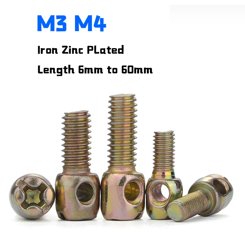 M3 M4 Zinc Plated Lead Sealed Electric Meter Box Screw Electric Meter Sealing Watch With Hole Cross Bolt Length 6mm to 60mm