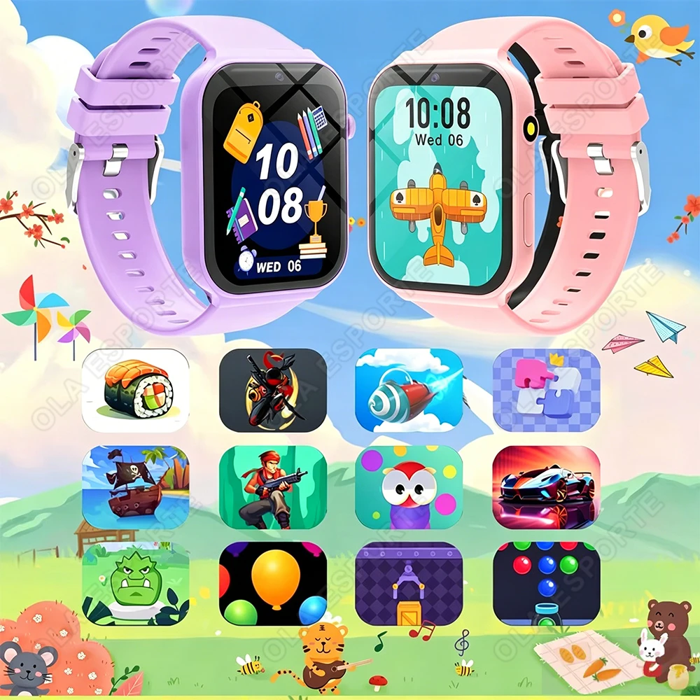 

Kids Sleep Monitor Smartwatch Games Flashlight Waterproof HDTouch Screen Camera Alarm Student Study Watches Boys Girls Gift HW12