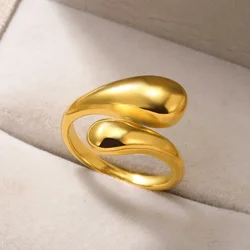 Chunky Stainless Steel Hug Hands Rings For Women Men Gold Color Geometric Vintage Wedding Ring Jewelry Party Gift 2024 Bague