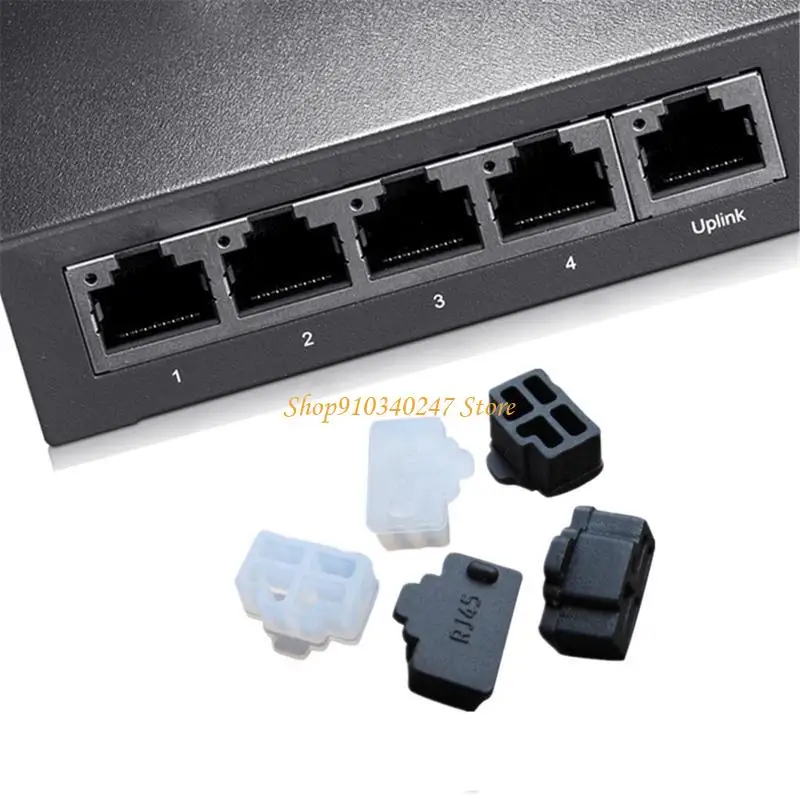 Q22A 100Pieces Black Ethernet Hub Port RJ45 Anti Dust Cover Protector Plug