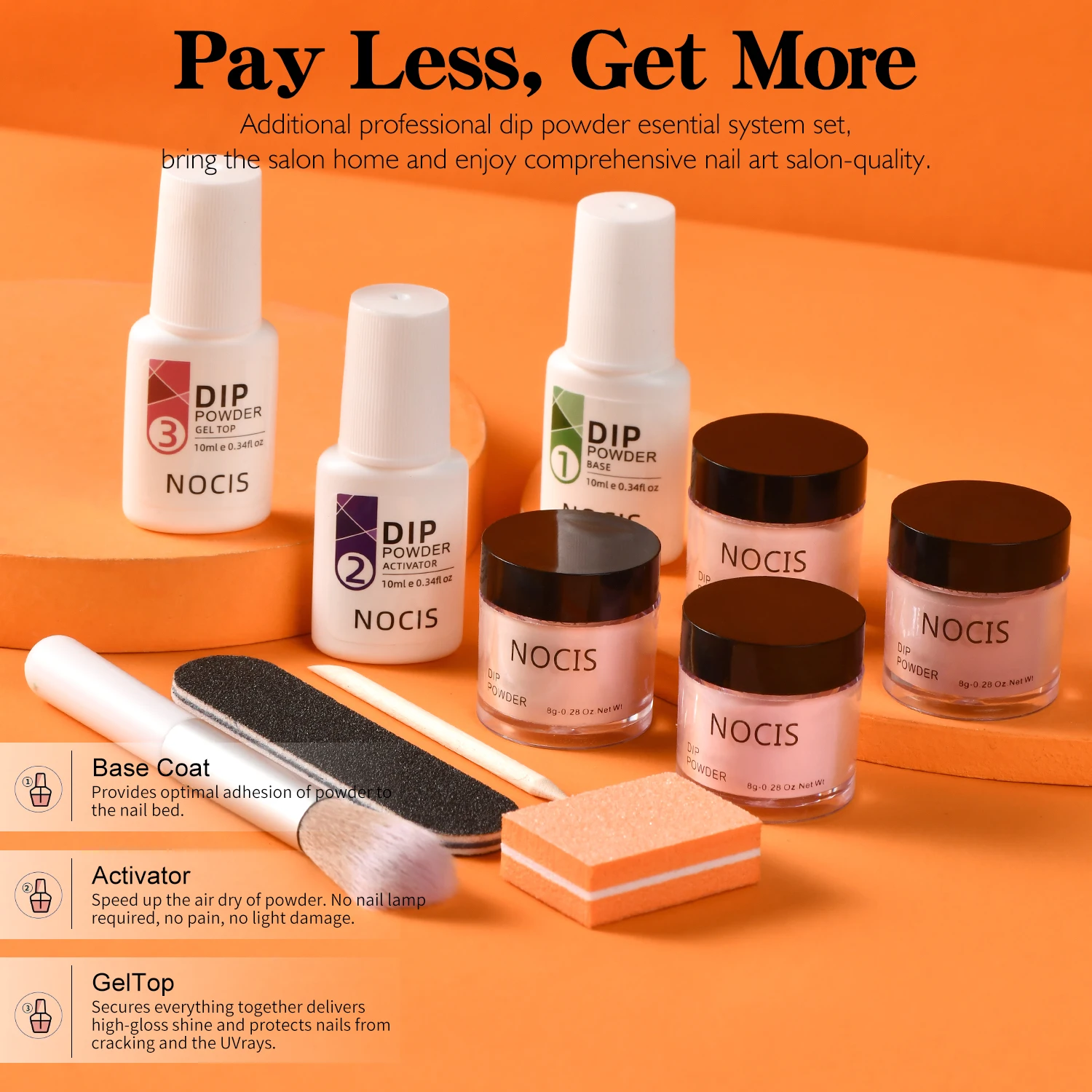 11개입 딥 파우더 네일 키트, 베이스 탑 코트 활성제 및 매니큐어 도구 포함 크리스마스 색상 4종 네일 아트 살롱 여성 선물 세트