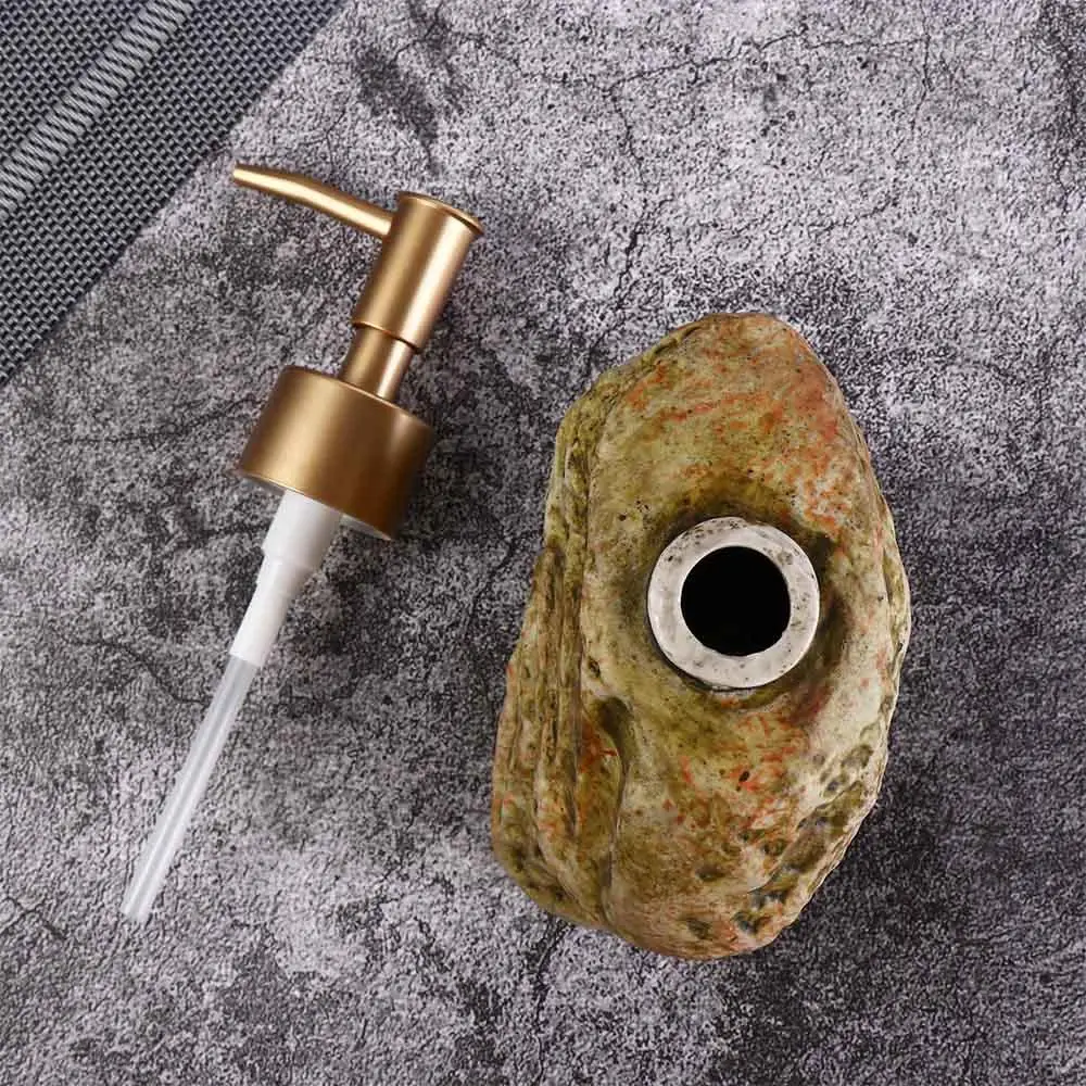 Vintage Imitation Stone Lotion Press Bottle Ceramic Creative Liquid Container Empty Hand Pump Hand Wash Organizer Household