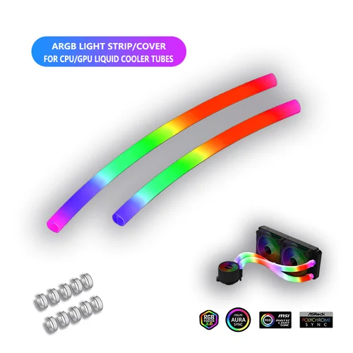 Flexible 5V ARGB LED tubo de neón tira de luz funda para juegos PC AIO 120 240 360 CPU enfriador de agua y líquido Modding