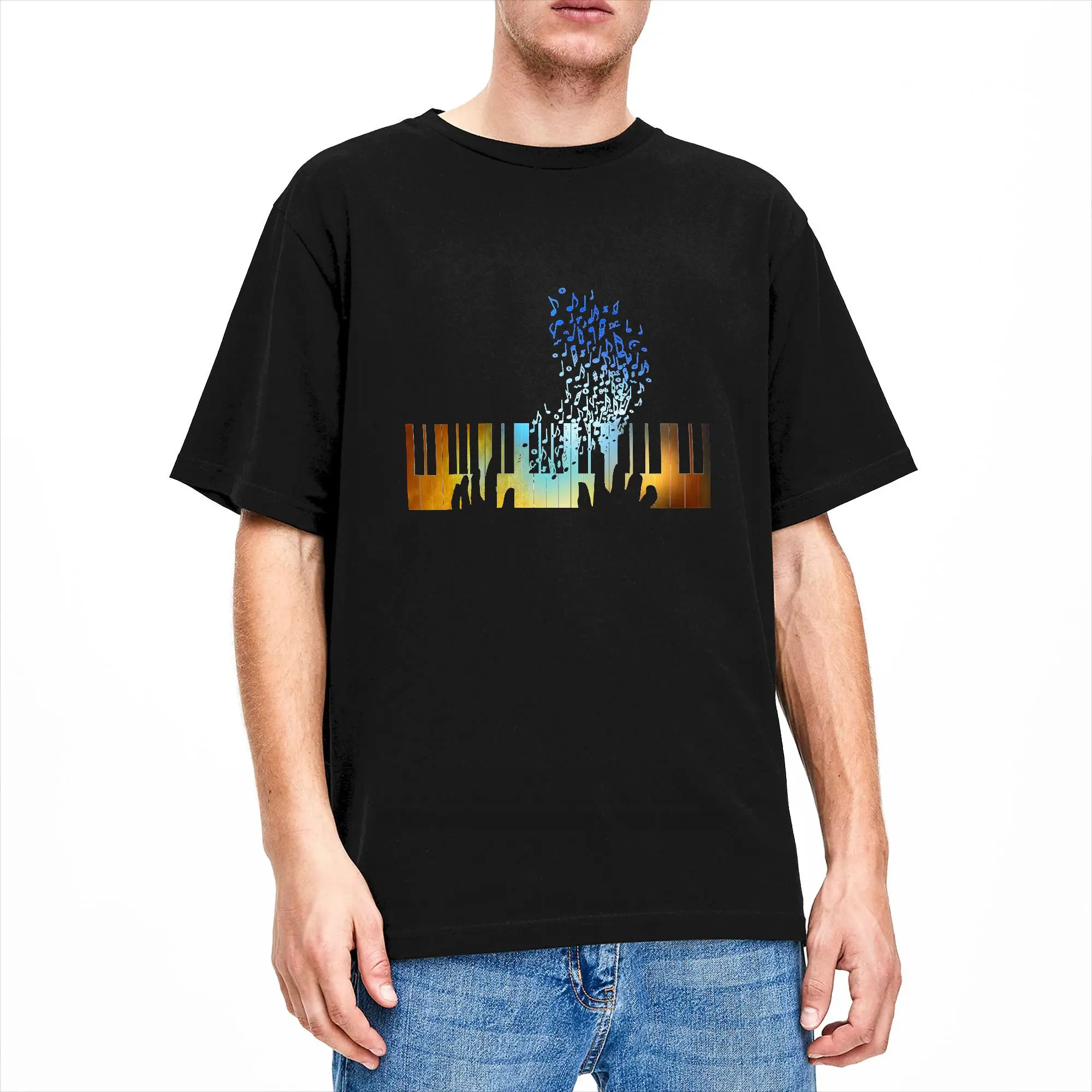 Piano Keyboard Piano T-Shirt Summer  Trendy Cool T Shirts Cotton O Neck Plus Size 5XL Clothing Short-Sleeve Y2K Retro Tshirt