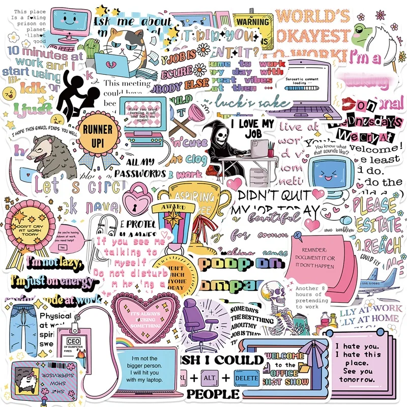 10/30/50PCS Colored Death Reading PVC Sticker Aesthetic DIY Decoration Phone Laptop Luggage Skateboard Graffiti Decals