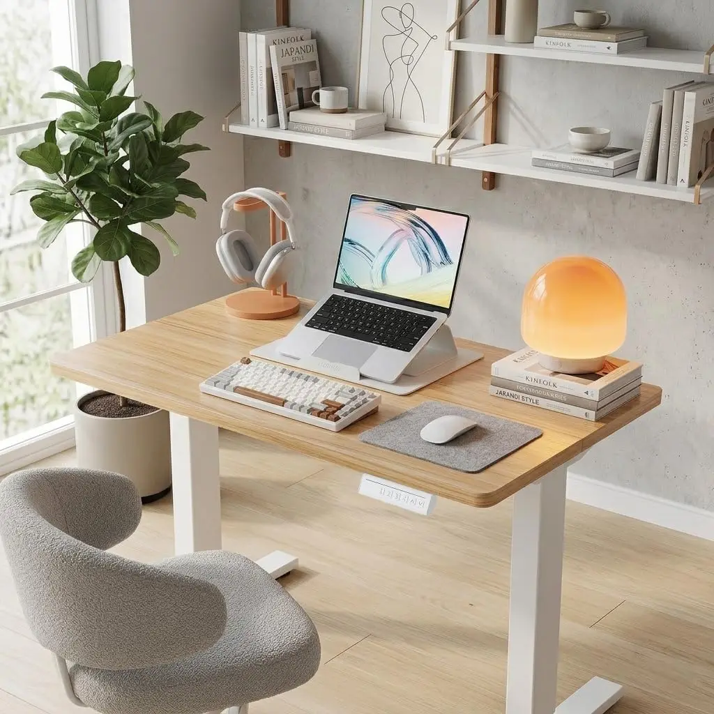 Standing Desk Light Walnut Wood 32