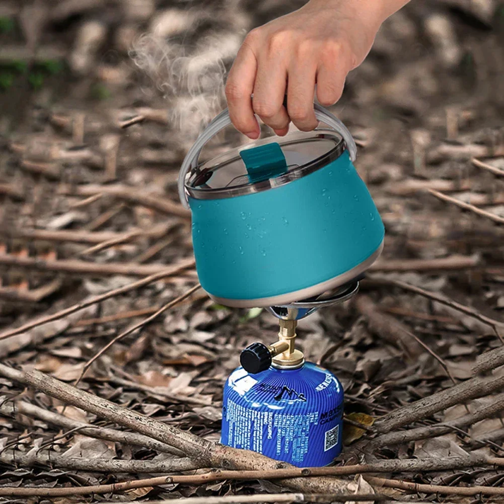 Silicone Outdoor Folding Kettle Drinking Cups Bowl Portable Collapsible Boiling Water Pot Cups Camping Hiking Travel Tableware