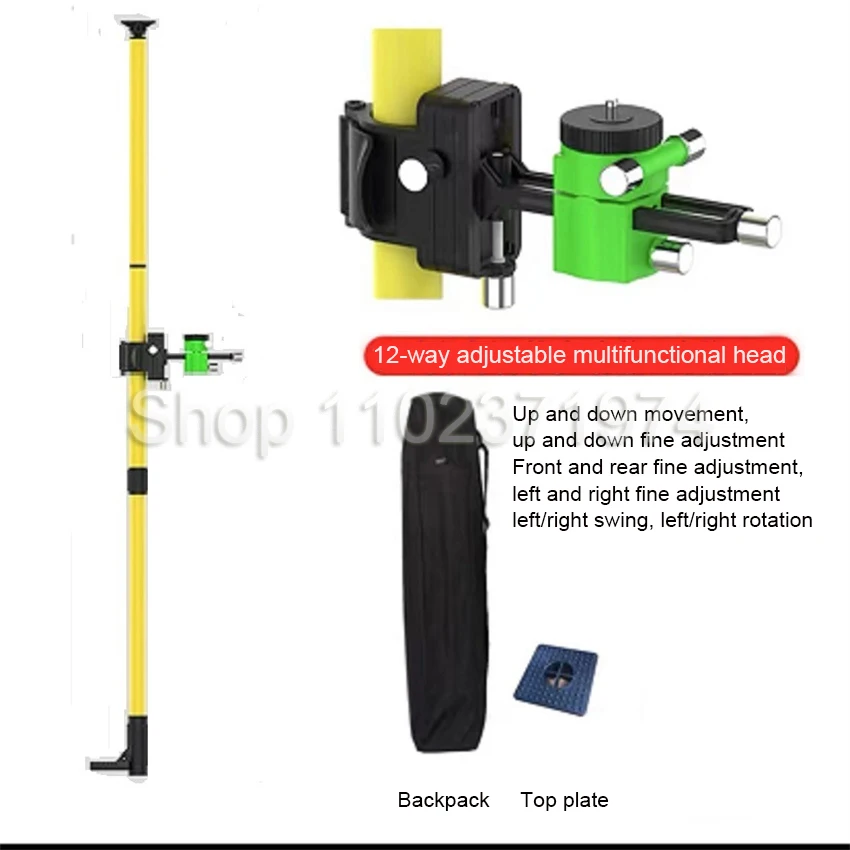 Max 4.2m Height Adjustable Line Leveler Stand Bar Telescopic Pole Bracket Thread Lift Extend Holder for Laser Level Rod