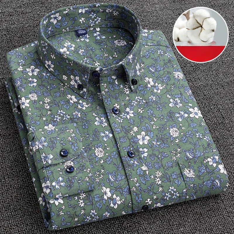 Nowość w koszuli plus rozmiar 7XL100% bawełna modne koszule z długim rękawem dla mężczyzn casual print topy w paski eleganckie ubrania z jedną kieszenią
