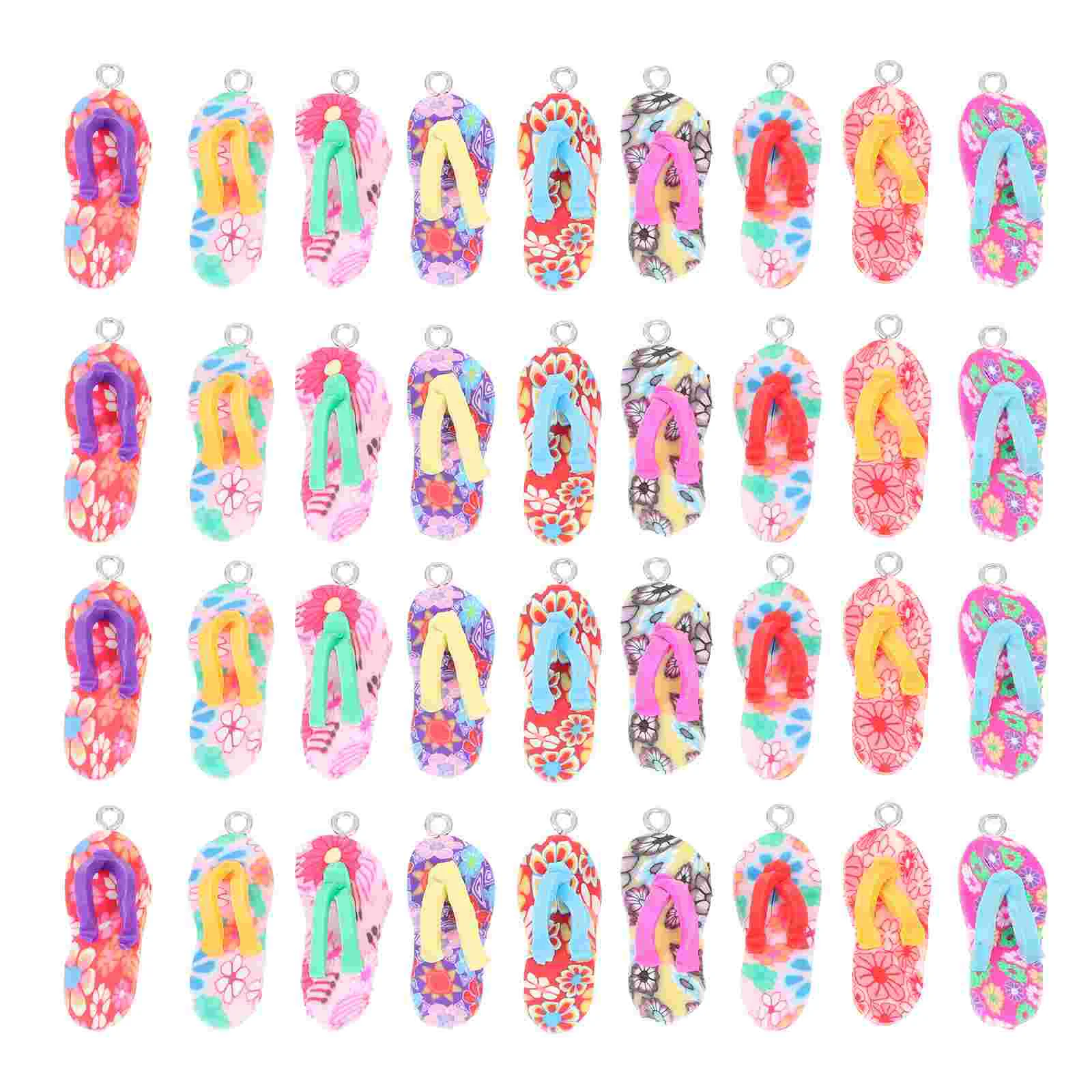 60 Pcs Simulation Slippers Pendant Shoe Keychain Charm Pendants Bulk Beads Hand Jewelry Polymer Clay Making Design Epoxy