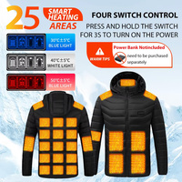 25 Areas Heated Jacket Men USB Electric Heating Hooded Cotton Clothes for Couple Winter Motorcycle Jacket Outdoor Warm Coat