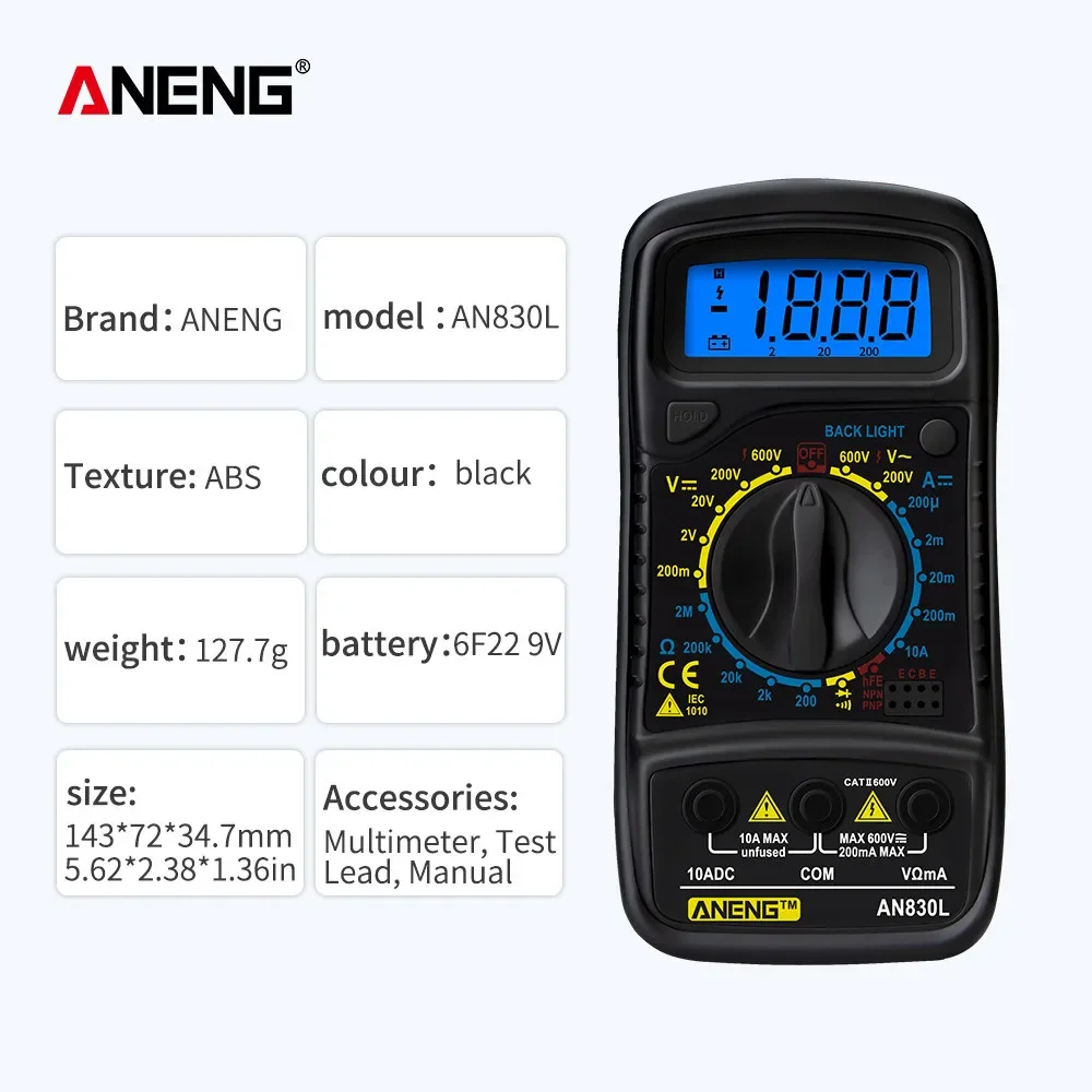 ANENG XL830L Digital Multimeter EsrMeter Testers Automotive Electrical Dmm Transistor Pocket Tester Meter Capacitance Meter