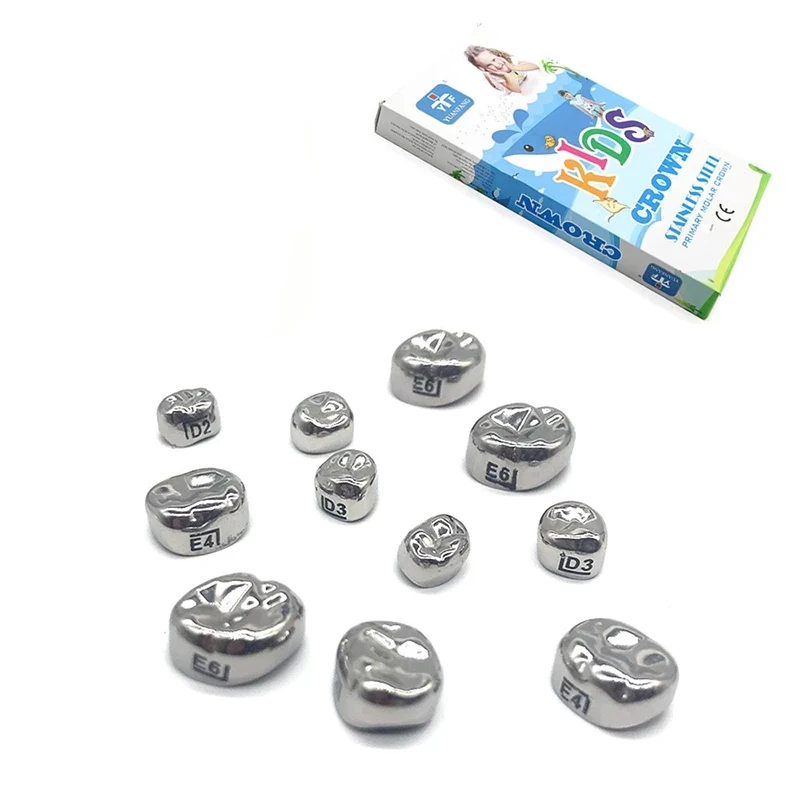 Dental Primary Molar Crown Stainless Steel Temporary Crowns Adult Kids Kit 1st 2nd Preformed Molar Teeth Pediatric 48/96 Pcs