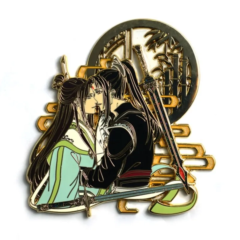 Personalized customization Anime character pin on badge pearl colored glass flash sword print lapel enamel pin