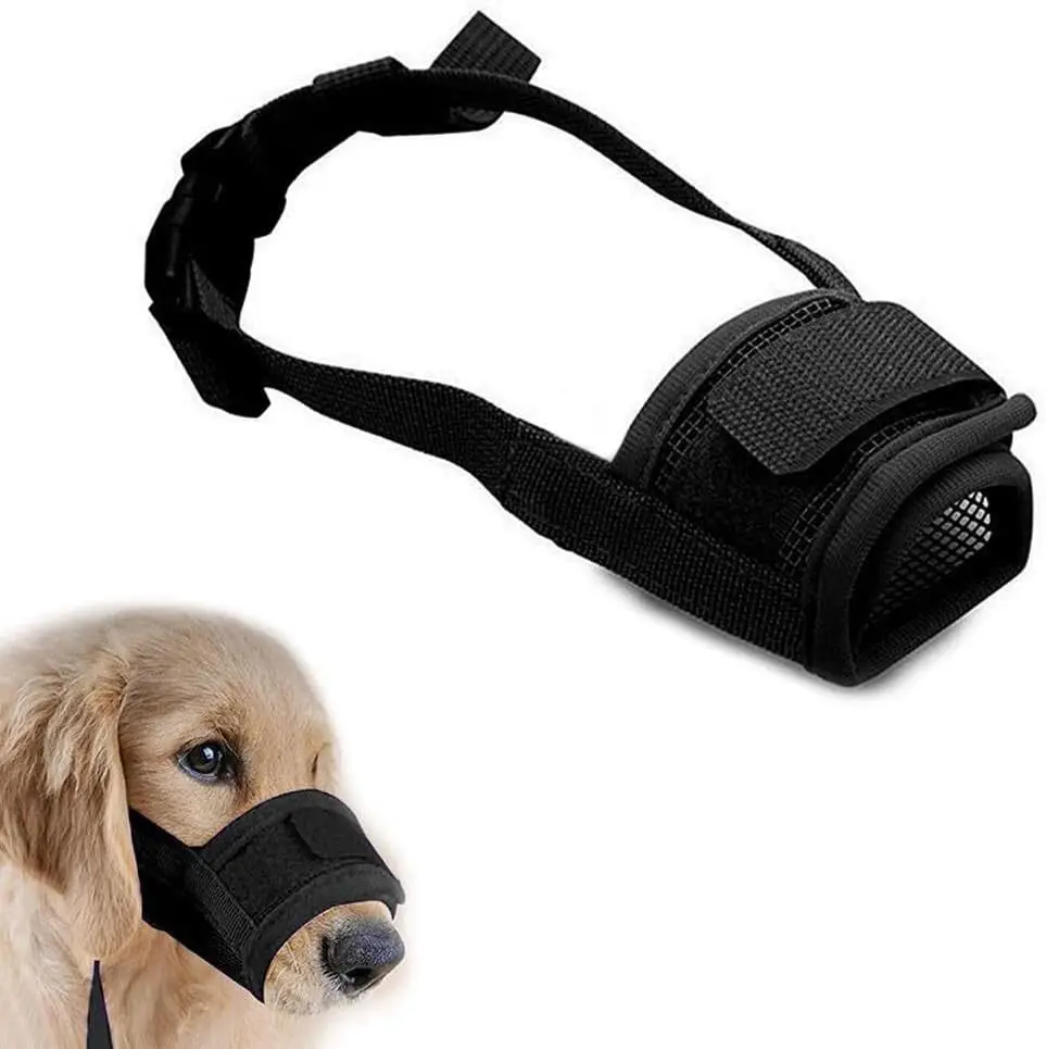 Anti Barking Pet Dog Muzzle Adjustable Mesh Breathable Pet Mouth Muzzles Mask For Dogs Mouth Cover Nylon Straps Dog Accessories