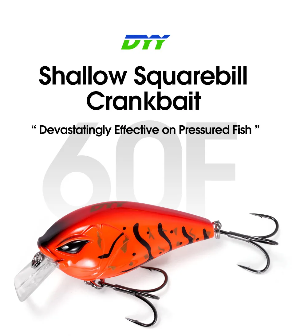 DYY 60 mm 12 g flacher Squarebill-Kurbelköder, Minnow-Angelköder, schwimmender Wobbler, künstlicher harter Köder für Barschforellen-Angelköder – Detail 1