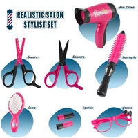 17pcs Pretend Play Hair Salon Set For Girls, Including Hair Dryer Toy,Hair Cutting Cape Styling Accessories,Toys For Girls 4