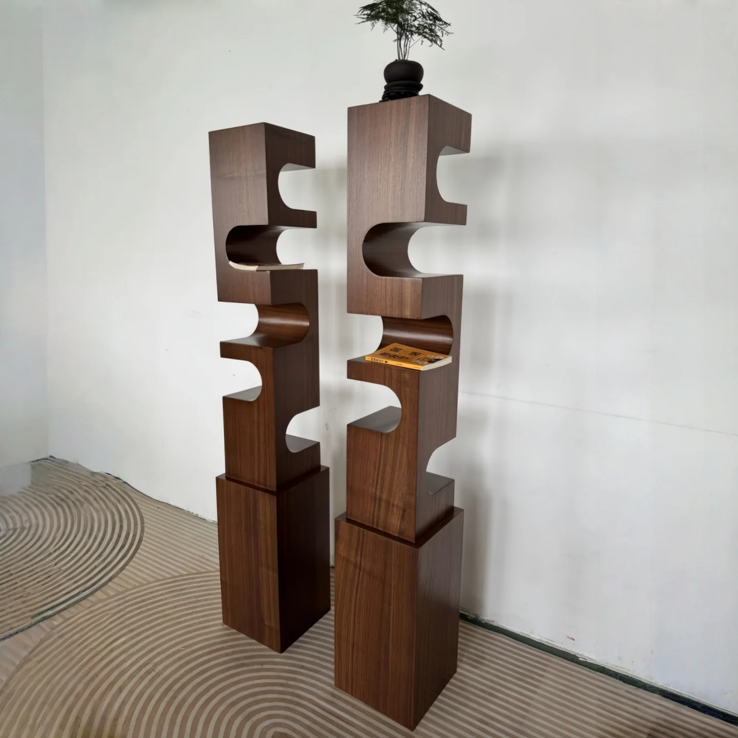 Nordic paint bookcase Solid wood art decorative cabinet Display cabinet Modern simple ornament cabinet