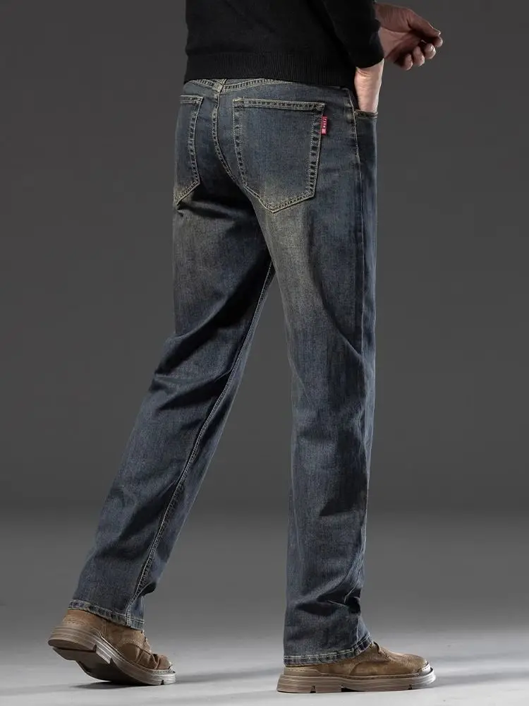 Cowboy Clothes for Man 2026 Blue Jeans Men's Trendy Brand Loose Pants Trendy Fashion Casual Simple Solid Color Straight Pants