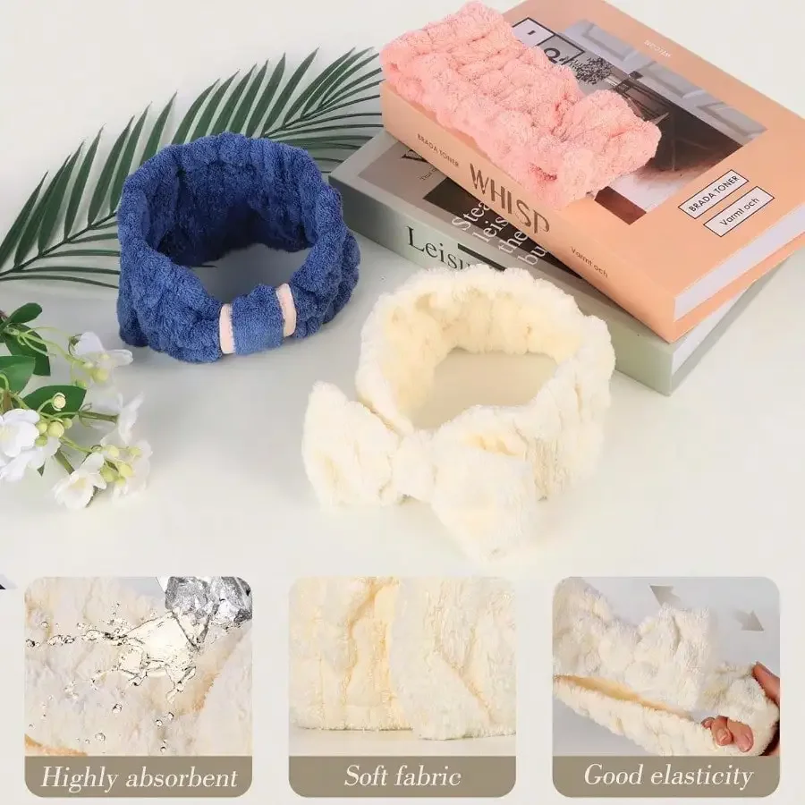

9pcs Soft Absorbent Headband And Wristband Set For Face Washing Makeup Bath Yoga