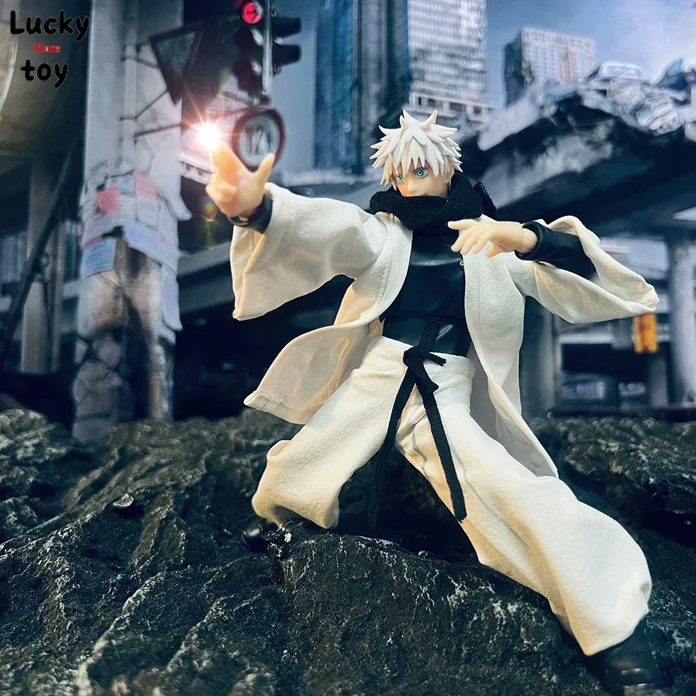 Shf 1/12 Scale Action Figure White Coat Lantern Pants with Scarf Jujutsu Kaisen Gojo Satoru Clothes Set for 6