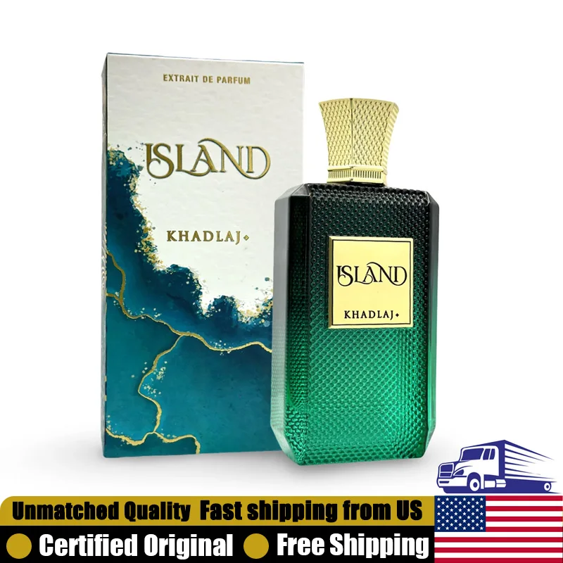 Khadlaj Island Eau de Parfum Spray 3.4 Ounce Premium Arabian Perfumes 100 ML Long-Lasting Tropical Woody Unisex Cologne Perfume