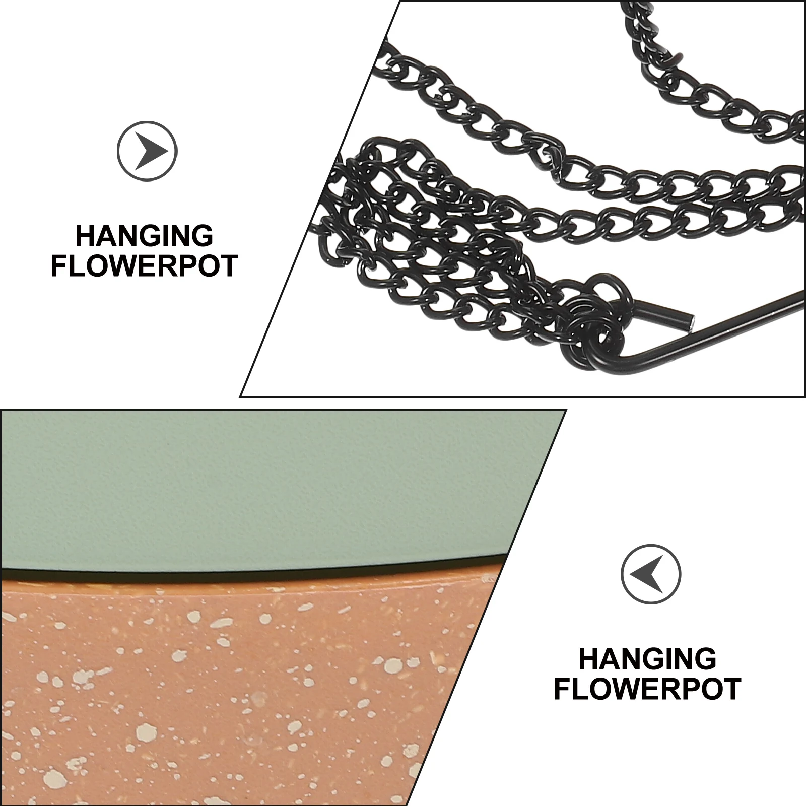 

8 Inch Hanging Plant Pots Balcony Planter Bean Green PP Iron Material Wall Mounted Flower Container Garden Decor