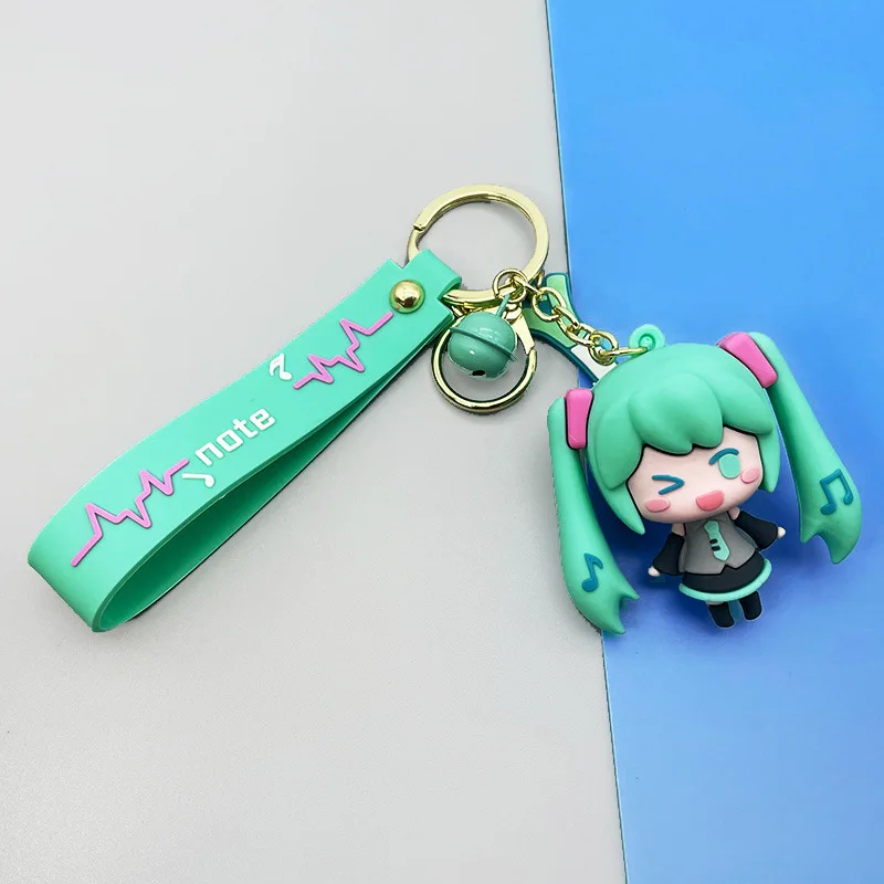 Hatsune Miku Peripheral Keychain Bag Pendant Cartoon Car Keyring Doll Double Tail Girl Key Ring Key Chain Girl Gifts