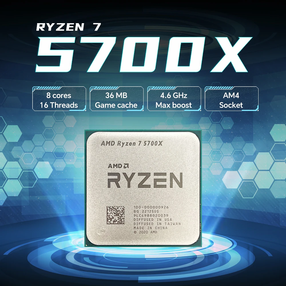 AMD Ryzen 7 5700X 8 cœurs 16 threads 7NM 3.4GHz L3 = 32M processeur 65W Socket AM4 nouveau R7 5700X DDR4 mais sans ventilateur