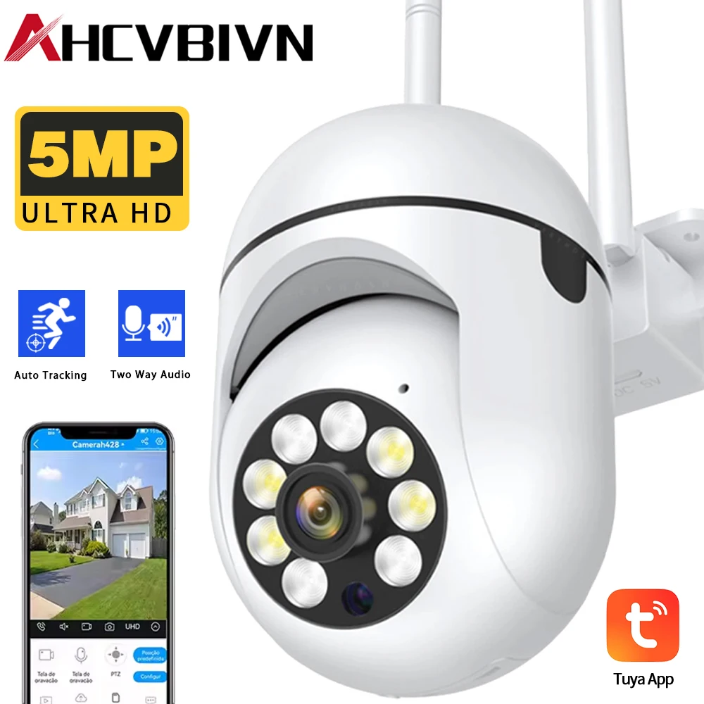 

Outdoor 5MPTUYA WiFi Surveillance Camera Indoor Automatic Tracking PTZ Security Protection Home CCTV Surveillance Camera