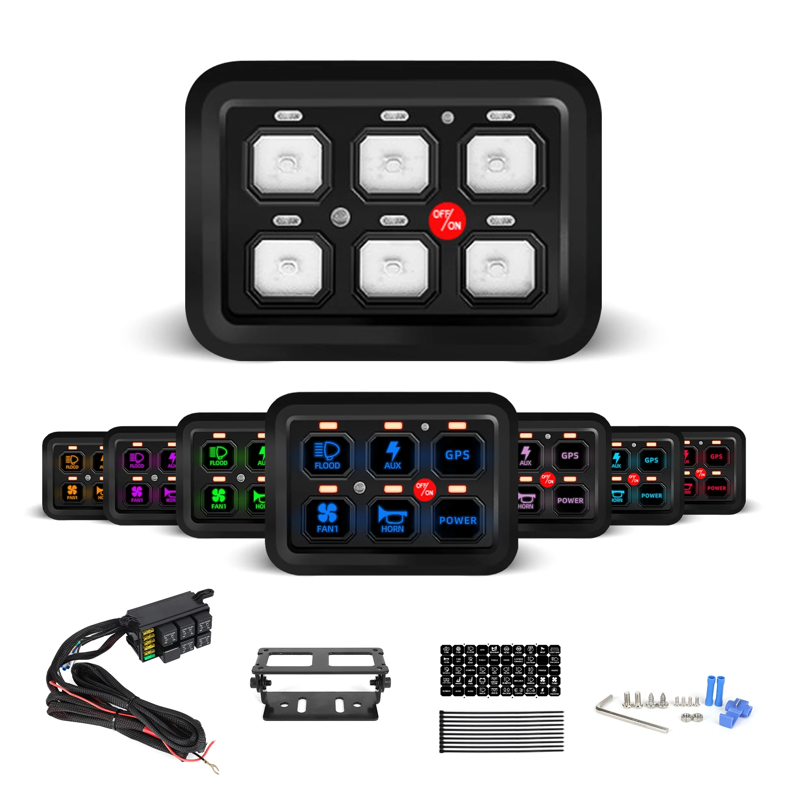 

New car 6/8/12 Gang Switch Panel Circuit Control Relay System Box Slim Touch Control Panel for Boat Jeep UTV Caravan