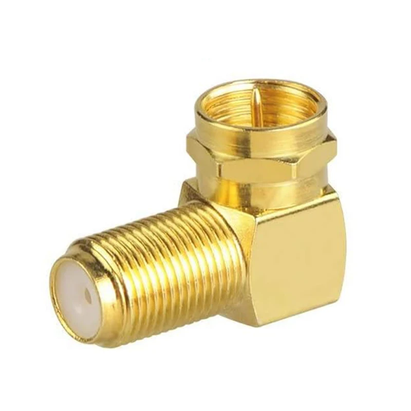 1 Piece F male to F Female Gold Plated 90 Degree Adapter Right Angle TV Cable Connector RF Coaxial Converter