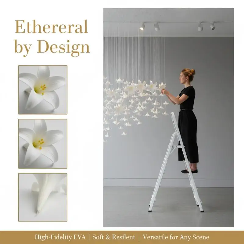 @*5PCS New EVA Artificial Lily Flower Head DIY Foam Flower Head Hanging Lily Party Wedding Decor