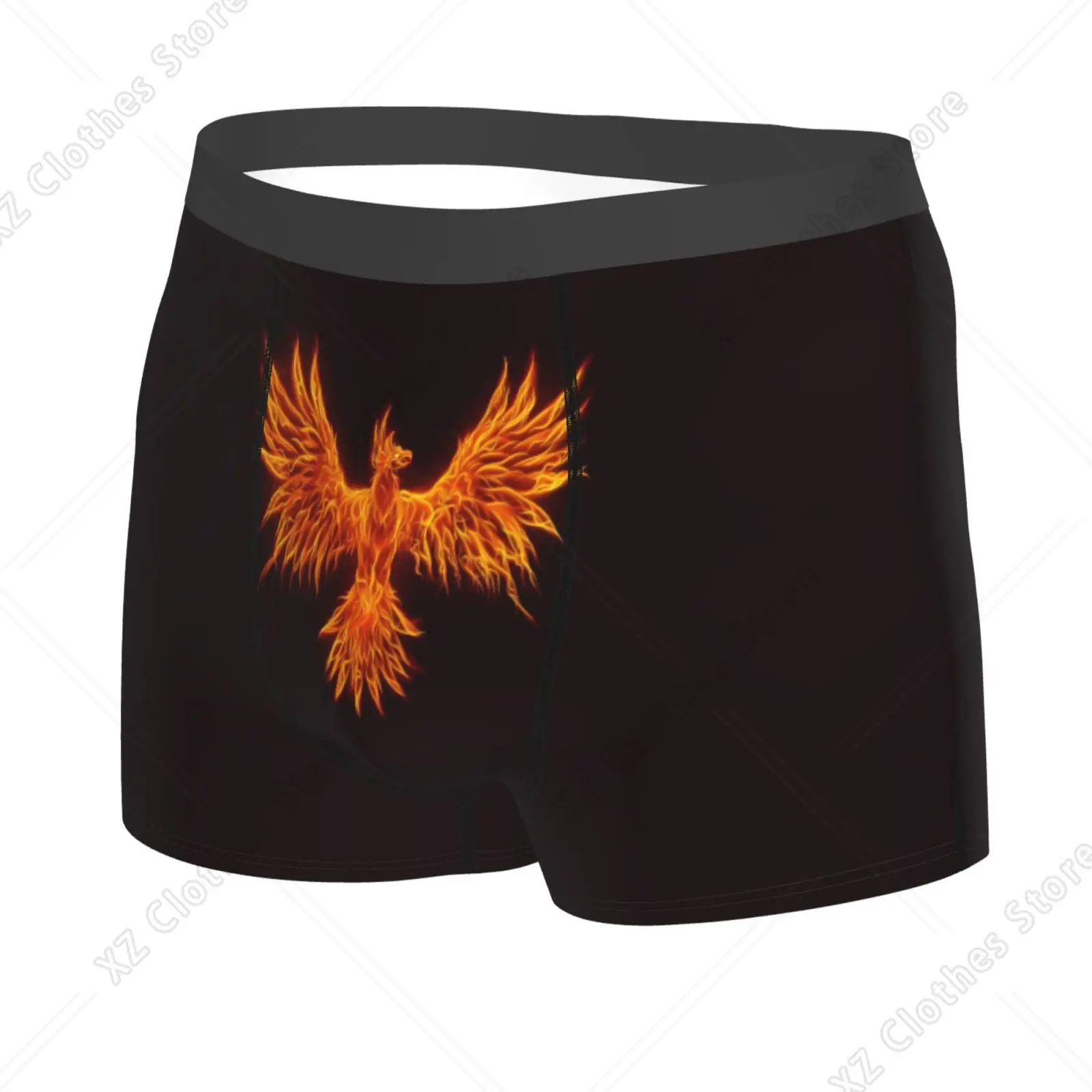 Flame Bird Fire Phoenix Print Men Underwear Boxers Men's Novelty Underpant Breathable Printed Male Underpants Man Boxer Briefs