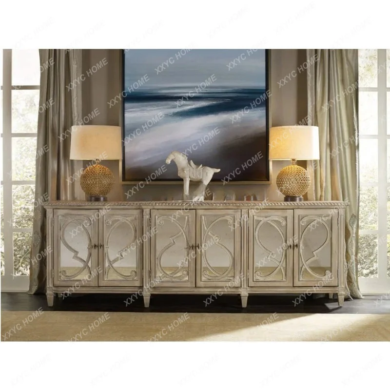 Classical all-solid wood TV cabinet log 2.5 meters long large apartment living room antique furniture