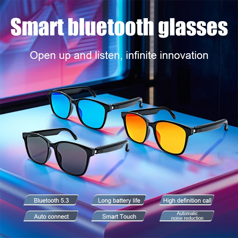 GS08 inteligentne okulary przeciwsłoneczne okulary Bluetooth słuchania muzyki, dzwonienia, nawigacji, soczewki antypolaryzacyjne UV odpowiednie do jazdy