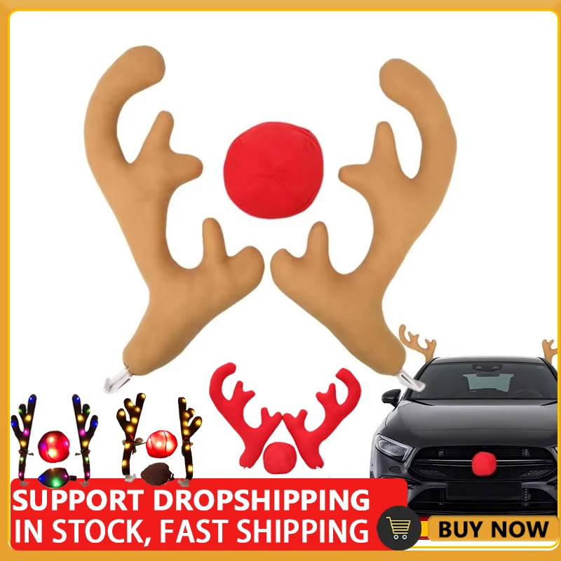 

Christmas Antler Car Decorations Reindeer Antlers & Nose Christmas Decor Reindeer Car Kit Christmas Car Decorations Fits