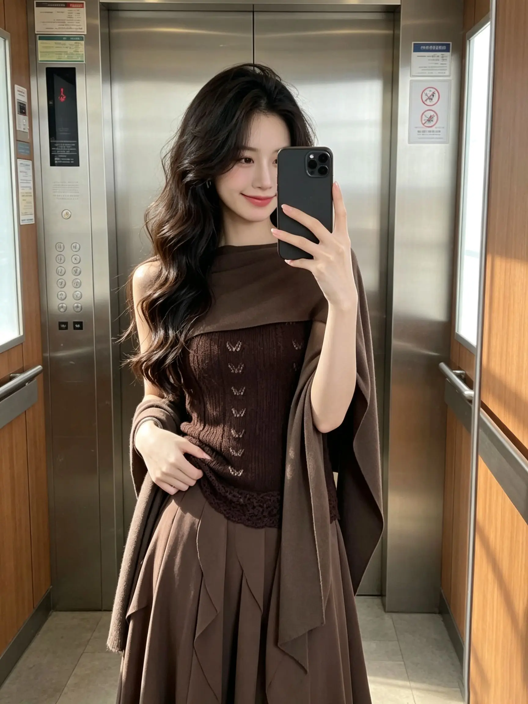 Elegant Korean Style Lace Knitted Vest Women's White Slimming Top Two-Piece Set Casual City Walk Pure Color round Neck Design