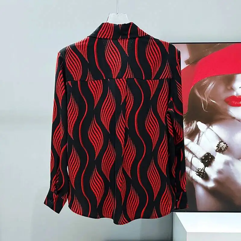 Pattern Printing Design Men's Shirts Turn-down Collar Ice Silk Drape Tops Single Breasted Long Sleeve Male Clothing CDFR5
