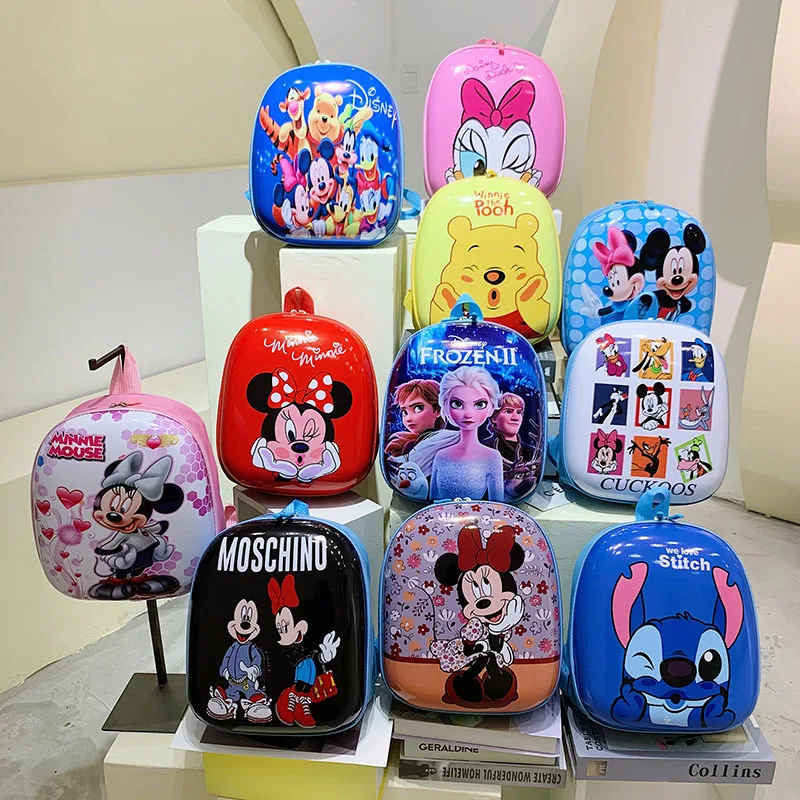 Disney Mickey Mouse Minnie Children\'s Backpack Anime Spider Elsa Printten Cute Cartoon Egg Shell Boy Girl Stitch School Bag Gift