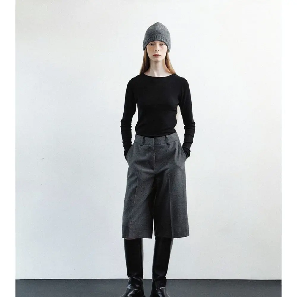 Women Winter Knitted Beanie Hat Wool Blend Soft Warm Skullcap Fashion Korean Style Streetwear Casual Cozy Brimless Fashion Cap