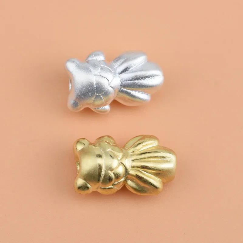 S999 silver 3D hard silver jewelry accessories, gold-plated small goldfish beads, diy hand-woven accessories