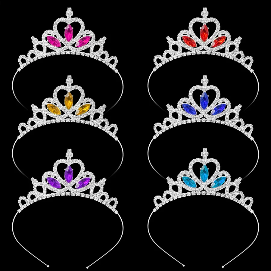 

New Fashion Crystal Glas Crown Hoofdband Kinderen Meisje Prinses Kroon Hoofdtooi Bruiloft Haar Accessoires Party Gifts wholesale