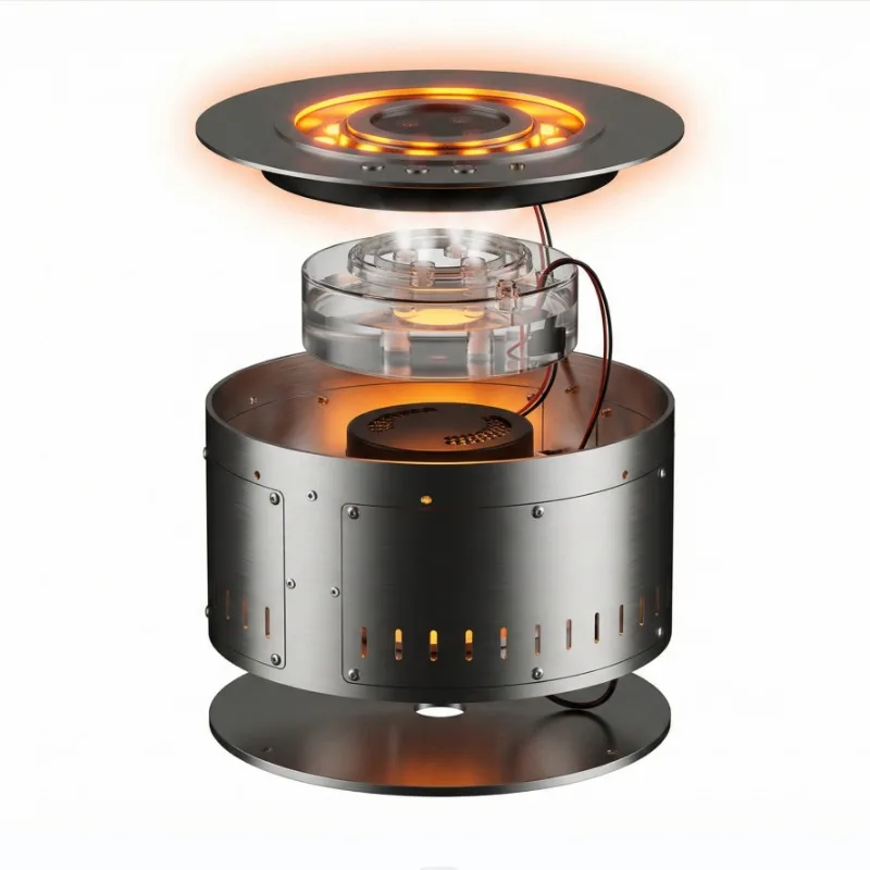 Airo SEFIRE ODVF350 Flame SHAPE Mist Water Fireplace Silent Operation 30dB Round Outdoor Fireplace for Villa Decoration