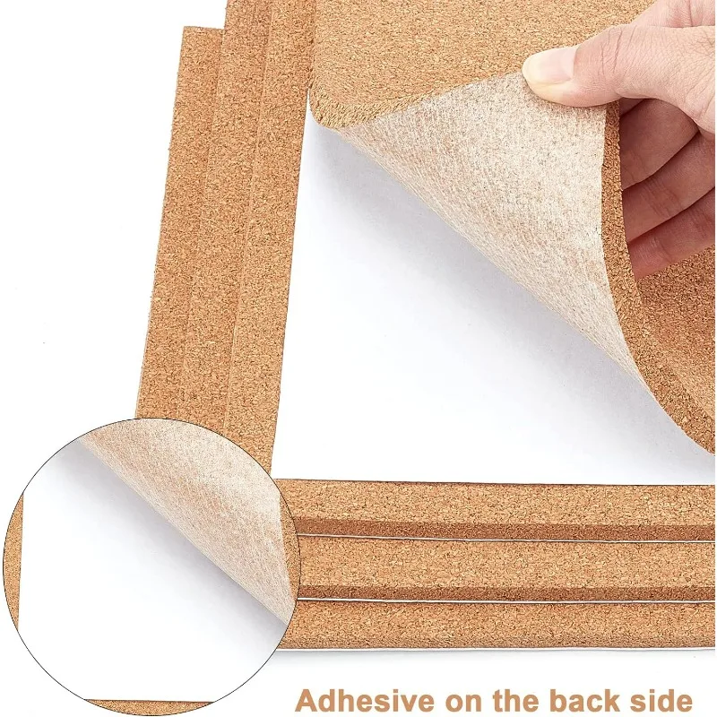 4PCS 11.8x8.26 Inch Cork Sheets Cork Board with Adhesive Back for Coaster Wall decoration Party and DIY Crafts Supplies