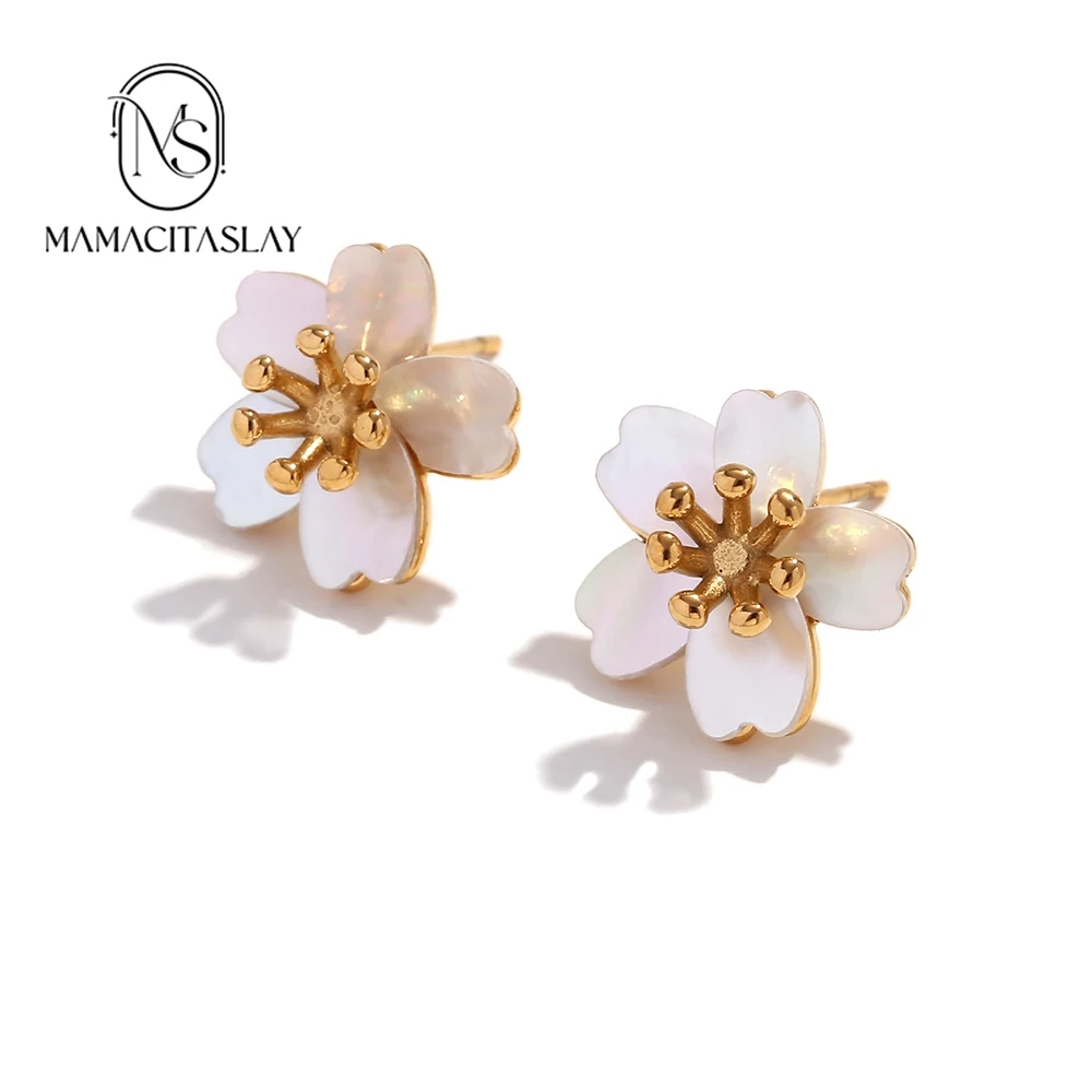 Mamacitaslay אלגנטי פגז דובדבן פריחת זיונים לנשים 316l נירוסטה נשים תכשיטים aliexpress חנות מקוונת