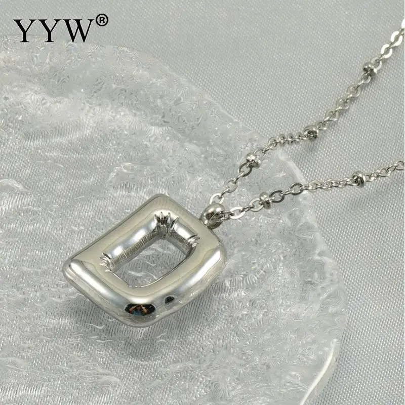 

Stainless Steel Alphabet Balloon Bubble Initial Letter Pendant Necklace 45 cm Women Men Trendy Gold Plated Choker Clavicle Chain